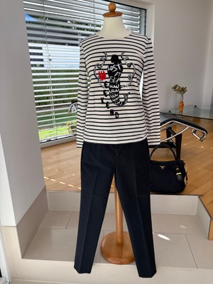 MAX MARA Weekend Longsleeve Siamese Ringel Dunkelblau Creme Gr. XS NP110  wNEU