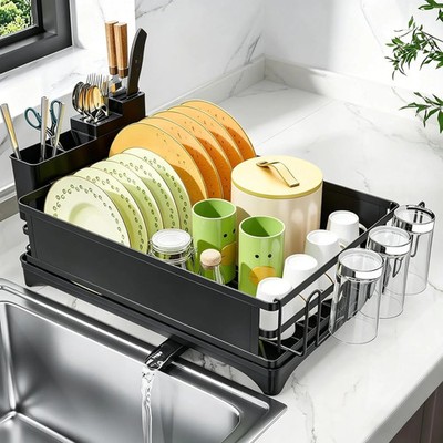 Simple Trending Dish Drying Rack, Space-Saving Large Dish Rack for Kitchen Count