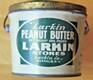 Peanut Butter Tin: LARKIN PEANUT BUTTER 1 lb. Larkin Company, Buffalo lid & bail