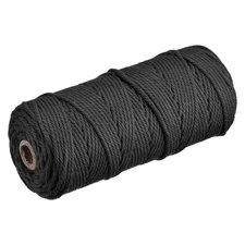 Cotton Rope Twine String Twisted Braided Cord, Black 100m/109 Yard