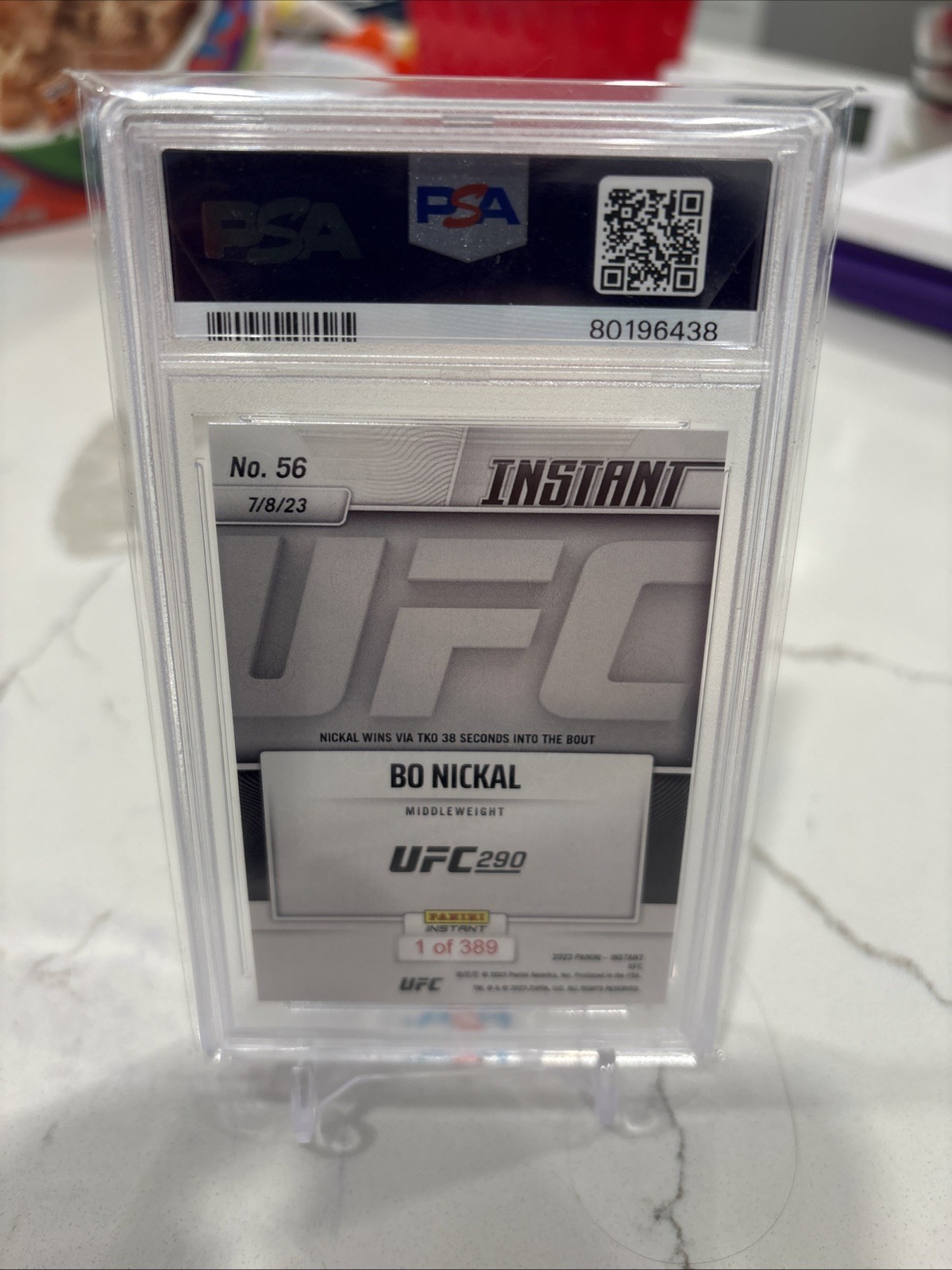 2023 Panini Instant UFC Bo Nickal #56 PSA 10 view 2