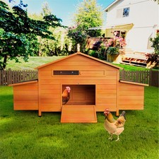 11.12ft  Wooden Chicken Coop Large Outdoor Hen House Poultry Cage w/Nesting Box