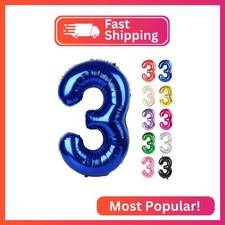 Night Blue Number 3 Balloon 40 Inch - 3rd Balloon Number Decorations