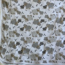 Parent's Choice Sheep Lamb Baby Blanket Gray White Cotton Waffle Weave Thermal