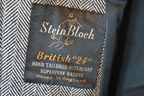 Vntg MEN'S STEIN BLOCH OUTERCOAT - SAXONY WOOL ENGLAND - BRITISH "24" - HANDTAIL - Picture 6 of 10