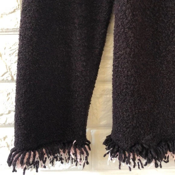 TanJay Black w/ Pink  fringe knit cardigan sweater blazer Women’s Size S Small - Image 4 of 4