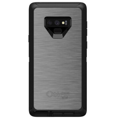 OtterBox Defender for Galaxy Note 8 9 10 + Silver Stainless Steel Print
