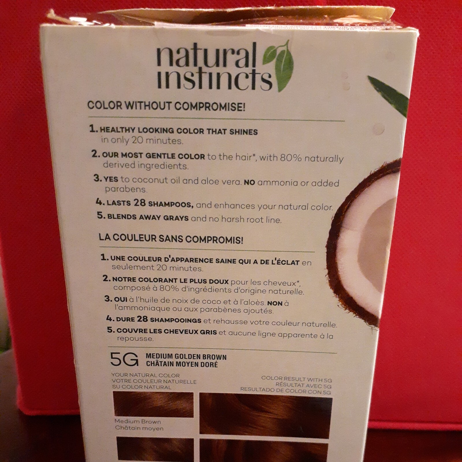 Clairol Natural Instincts Semi-Permanent Hair Color 1 Kit 5G Medium Golden Brown