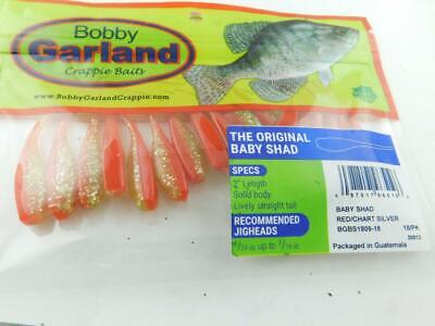 Bobby Garland Original Baby Shad 2 Red/ Chartreuse Silver Bait NIP 18 Per  Pack