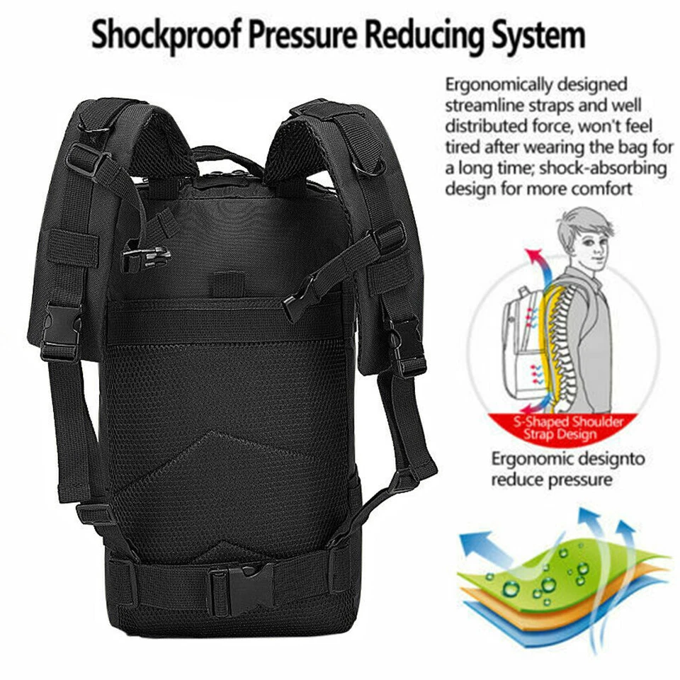 30L-70L Large Military Tactical Backpack For Men Molle Daypack 3 Day Bug Out Bag - Image 3 of 4