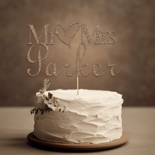 Personalised Glitter Cake Topper Wedding Cake Topper, Engagement Cake Topper - Picture 11 of 16