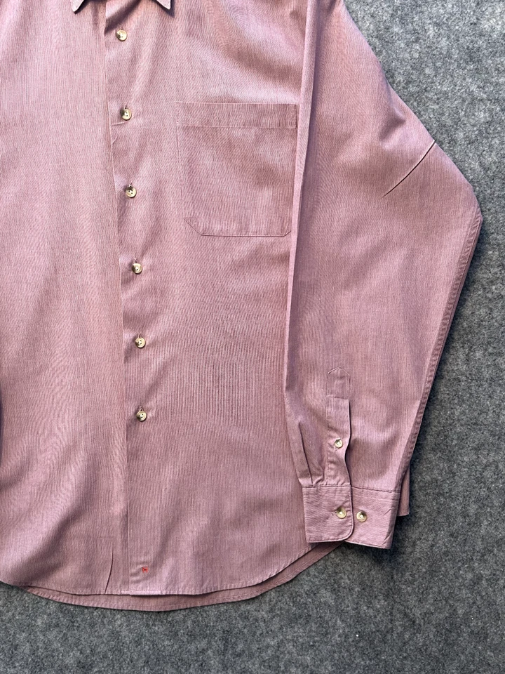 Hathaway Men's Dress Shirt Long Sleeve Dusty Rose Pink Cotton-Rich Size Large - Image 2 of 4