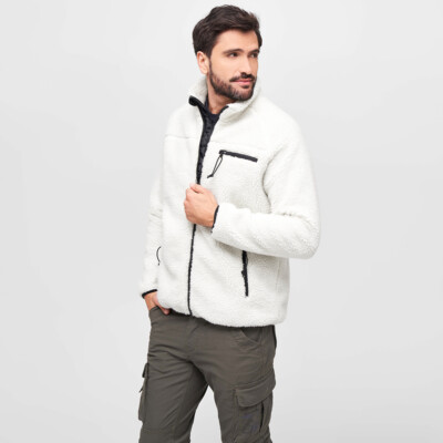 Brandit Teddyfleece Jacke Modisch Flauschige Warm Herren Strassenmode Weiß
