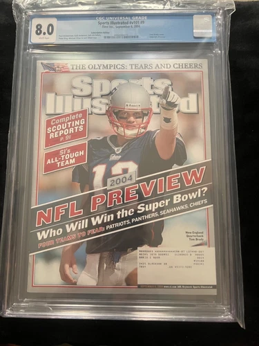 Tom Brady Sports Illustrated CGC 8.5 Low pop subscription 9/6/2004 NFL Preview