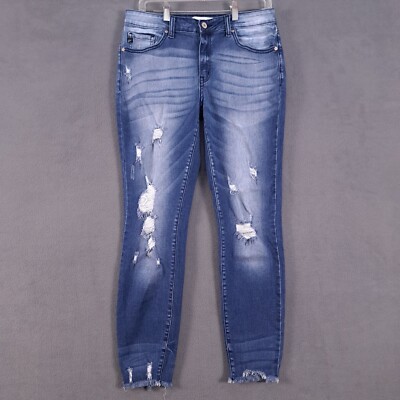 Kancan Jeans Womens Juniors 13/30 Blue Stretch Denim Distressed Skinny Grunge