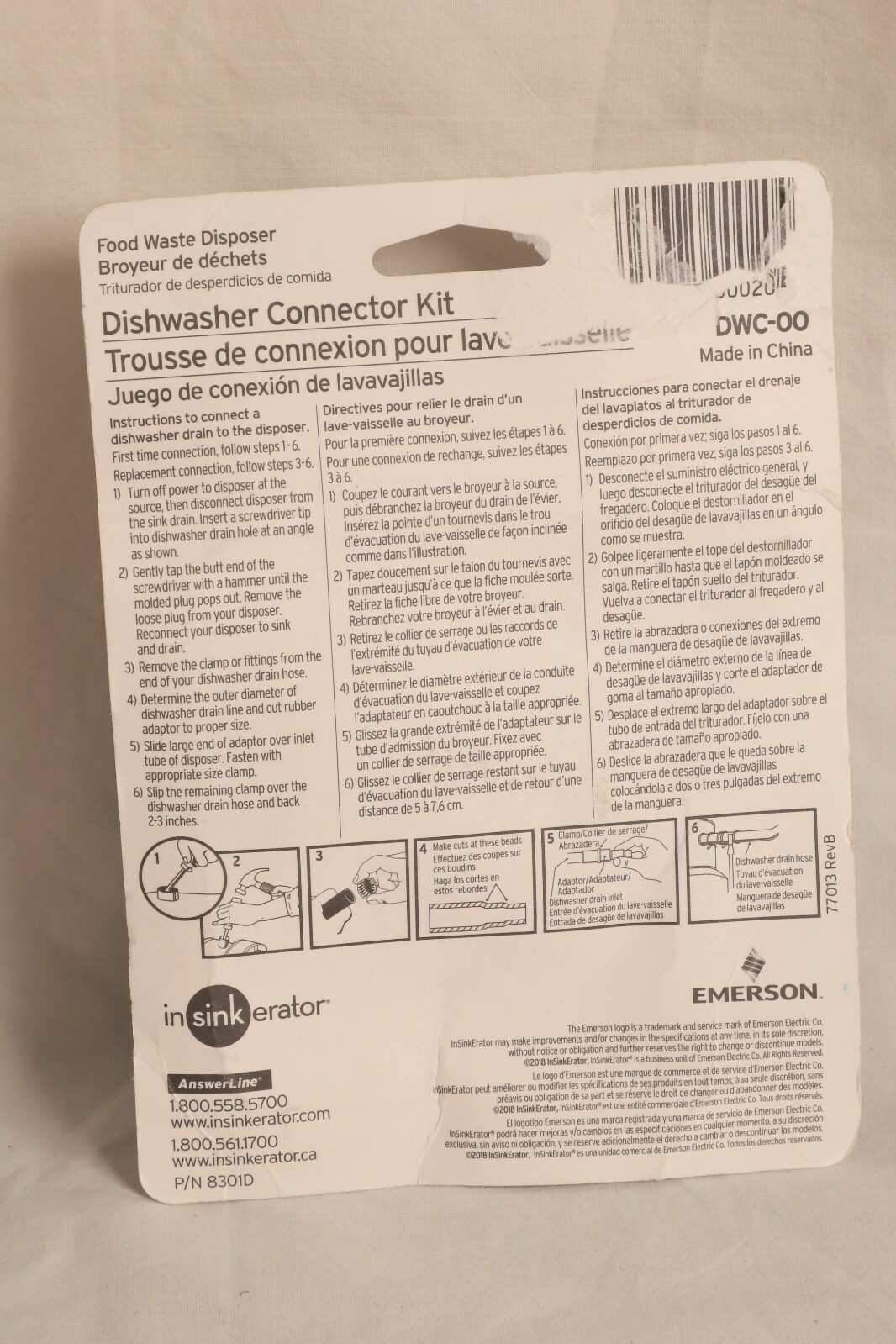 *NEW*In Sink Erator DWC00 Disposal Drain Dishwasher Connector Kit Free