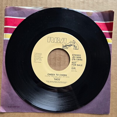 TACO Cheek To Cheek DJ PROMO POP 45 7'' Record Vinyl Records