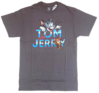#ad Tom and Jerry Cartoon Men#x27;s Charcoal T Shirt New $14.99