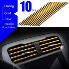 10pcs Car Air Conditioner Air Outlet Vent Strip Interior Decoration Trim Gold