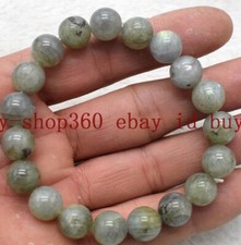 Pretty 8/10/12mm Gray Labradorite Round Gemstone Beads Bracelet 7.5''
