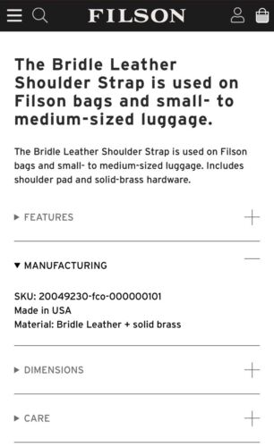 New! Filson Sz M luggage BLACK leather Luggage shoulder strap. Bag. Made in USA - Picture 5 of 9