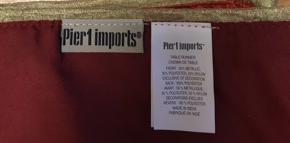 Pier 1 Imports Beaded Appliqué 68X13” Christmas Table Runner - Image 4 of 4