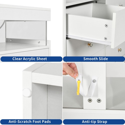 LED 6-Drawers Dresser with LED Light & Charging Station for Bedroom Closet Chest - Picture 3 of 10