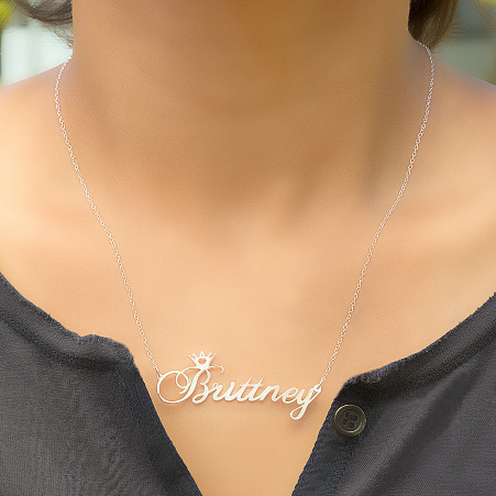 Personalized Sterling Silver 14KGold Any Name Plate Script Chain Necklace USA - Picture 4 of 43