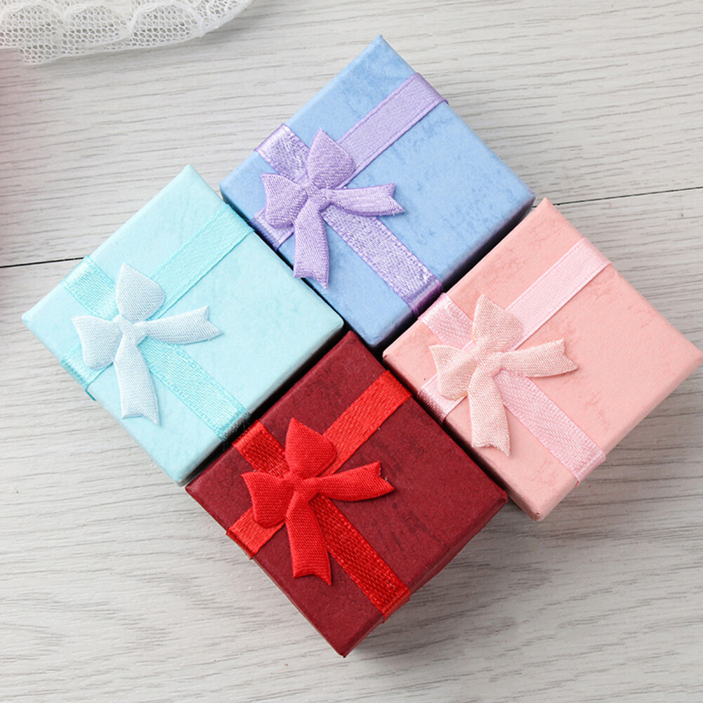US 24 Pack Count Ring Gift Box Set with Bow for Weddings, 6 Colors 1.57x1.57 in