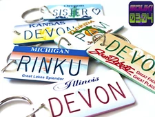 Personalized State & Sport Keychain Tags Bag Tags - Bag Charms - Custom Engraved