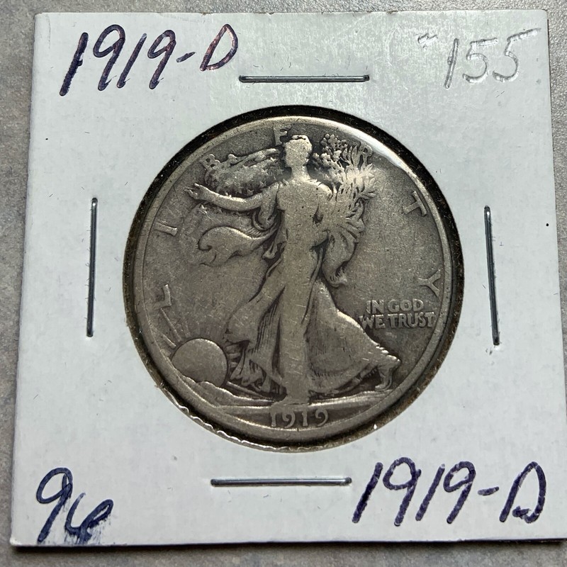 1919-D  Walking Liberty Half Dollar- FINE- Below Bid Price -96