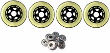 4 Scooter Wheels  Abec 7 Bearings Black/Clear 5 Spoke Hub 100mm
