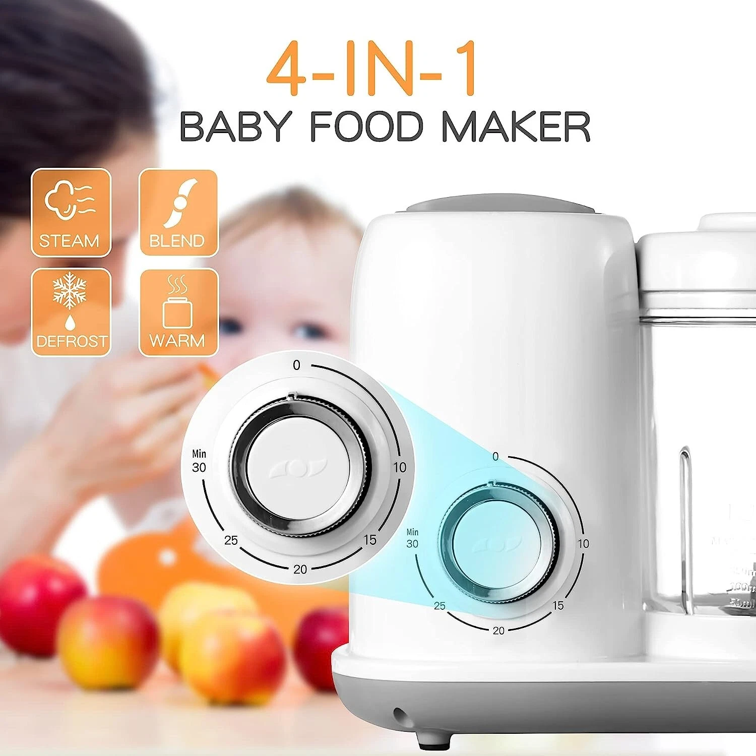 Baby Food Maker Grinder Blender 4-in-1 Baby Food Processor Multifunctional New