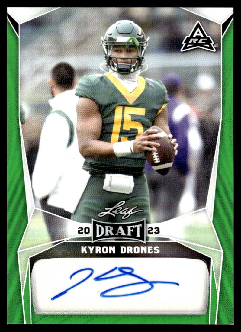 2023 Leaf Draft Autographs Green Kyron Drones Auto Virginia Tech Hokies #BA-KD1