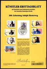 BERLIN K&Uuml;NSTLER-ETB 1990/8 ADOLPH DIESTERWEG K&Uuml;NSTLER-ERSTTAGSBLATT LTD. EDITION