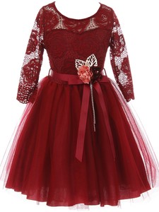 burgundy tulle flower girl dress