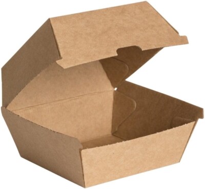 Kraft Burger Boxen mit Klappdeckel - 100 x Lebensmittelbehälter zum Mitnehmen recycelbar