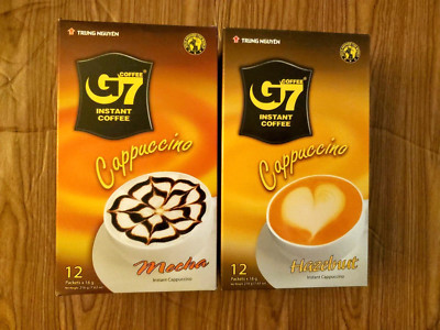 2 PACK TRUNG NGUYEN G7 COFFEE INSTANT CAPPUCCINO HAZELNUT & MOCHA
