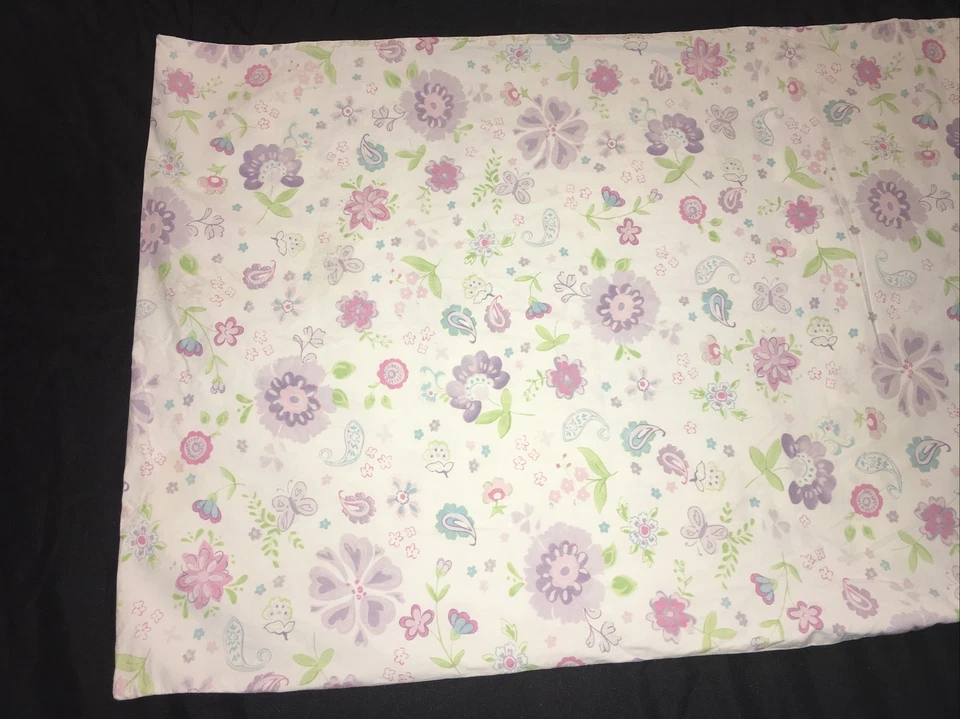 Pottery Barn Kids Garden Party Purple Std Pillowcase Floral Cottage Paisley Pink - Image 2 of 4