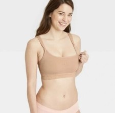 2 Pcs Auden Women's All-in-One Nursing and Pumping Bra Beige Size Medium