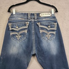 Rock Revival Jeans Womens 30 Blue Elanor Easy Bootcut Low Rise Medium Wash 34x28