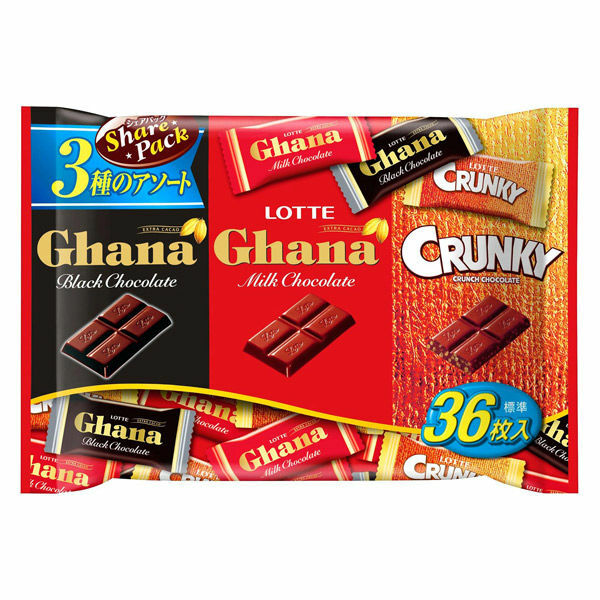 LOTTE Ghana Mini Chocolate Crunky/milk/black 3g X 3p From Japan F/s for