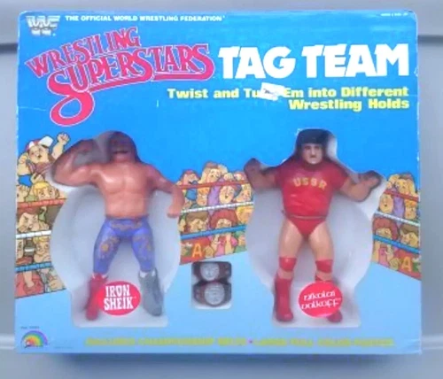 wwf ljn hasbro wrestling superstars tag team iron sheik & nikolai volkoff figure
