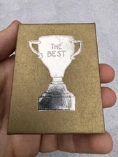 925 Sterling Silver Vilmain Mini 1.25” Trophy "THE BEST" Original Box 2005
