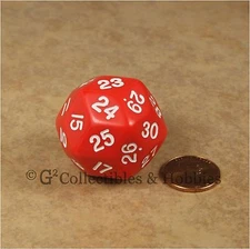 NEW Red D30 Opaque 30 Sided D&D RPG Gaming 30mm 1 1/4 inches Dice Koplow
