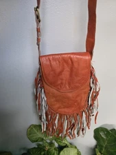 Latico Orange Latico Fringe Flap Small Crossbody Bag