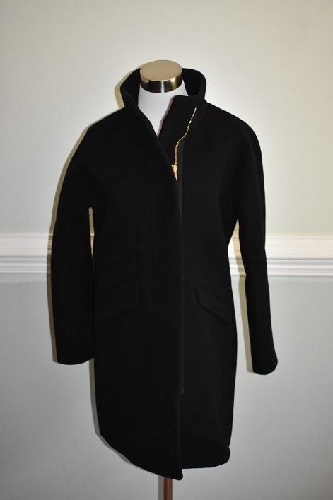 JCrew Stadium Cloth Wool Cocoon Coat 00 $350 Black jacket wool G8447