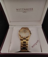 WITTNAUER Swiss Made 11D06 11 Diamonds Gold Plated Men's Watch In Box.