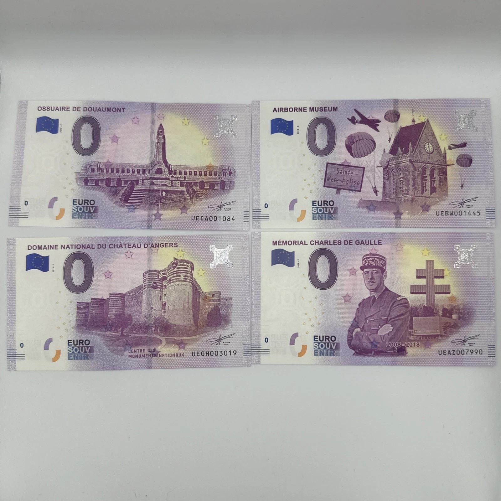 Lot 4 Billets  Zéro 0 € Euro Touristique / Souvenir 2018-2