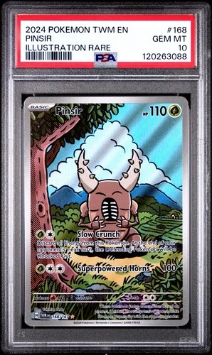 2024 POKEMON TWM EN-TWILIGHT MASQUERADE ILLUSTRATION RARE #168 PINSIR PSA 10 DMG